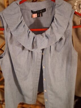 Lafayette 148 New York Light Blue Button-Front Blouse